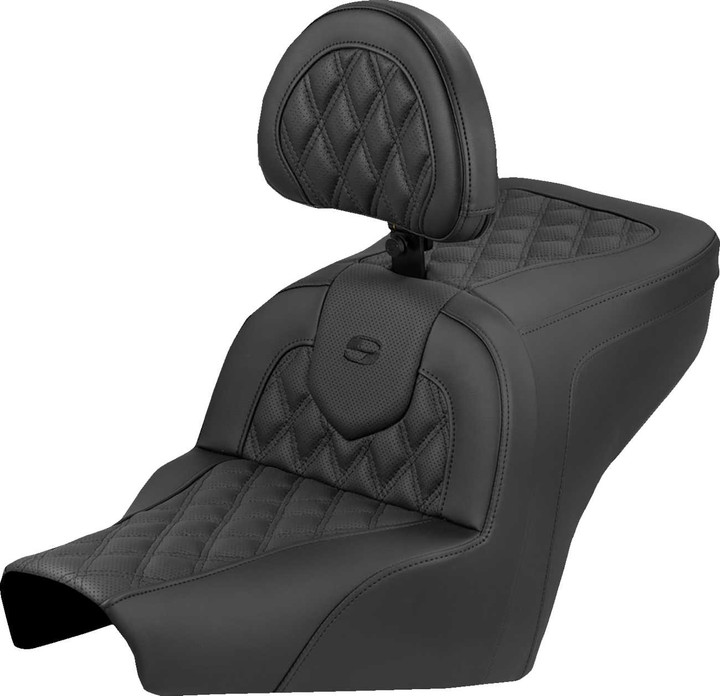 SADDLEMEN Roadsofa Seat - Lattice Stitch - With Backrest - BMW R18 '22-'25 B22-07-182BR