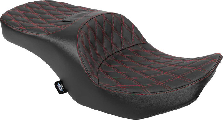 DRAG SPECIALTIES SEATS Freedom Seat - Black - Vinyl - Red Double Diamond Stitch - FLT/FLH '23-'25