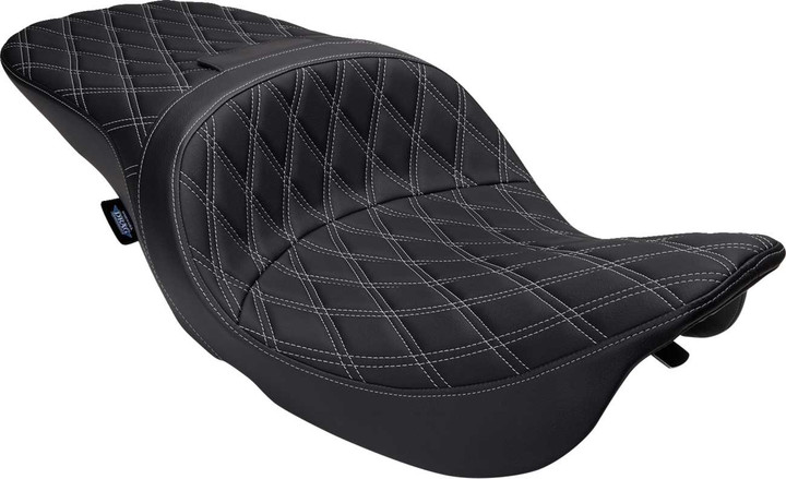 DRAG SPECIALTIES SEATS Freedom Seat - Vinyl - Double Diamond Silver Stitch - FLH '97-'07