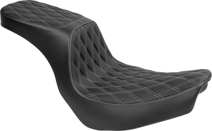 DRAG SPECIALTIES SEATS Predator 2-Up Seat - Vinyl - Double Diamond - Silver Stitching - FLSB/FXLRS '18-'24