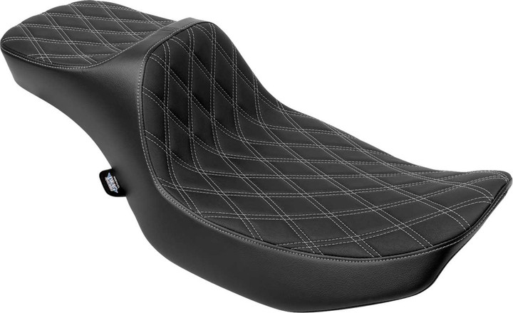 DRAG SPECIALTIES SEATS Extended Reach Predator III Seat - Double Diamond - Silver Stitching - Vinyl - FLH/FLT '23-'24