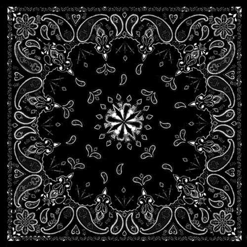 BOBSTER Bandanna 100% Cotton Black Paisley Premium 22 X 22 In. B001