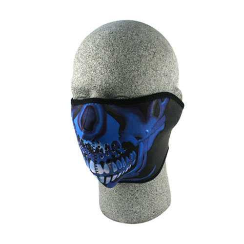 BOBSTER Neoprene 1/2 Face Mask Blue Chrome Skull WNFM024H