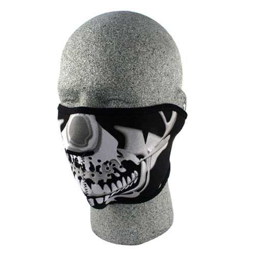 BOBSTER Neoprene 1/2 Face Mask Chrome Skull WNFM023H