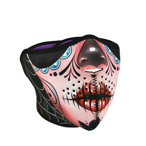 BOBSTER Half Mask Neoprene Sugar Skull Reversible To Purple WNFM082H
