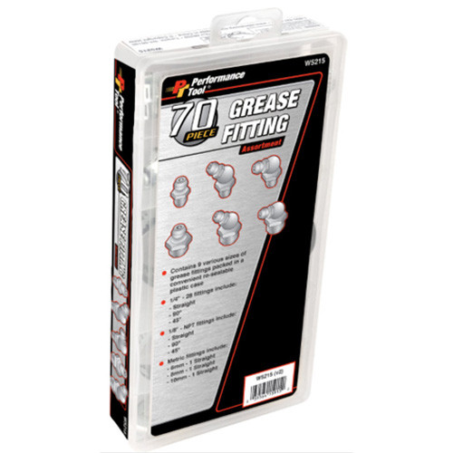 PERFORMANCE TOOL 70 Pc. Grease Fitting Assortment W5215