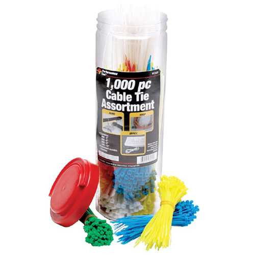 PERFORMANCE TOOL Cable Tie Assortment - 1000 Pc W2925