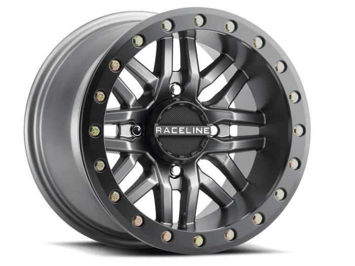 RACELINE A91G-47037-52 Bl Ryno Gun Metal W/Black Ring 14X7 4X137 (5+2)