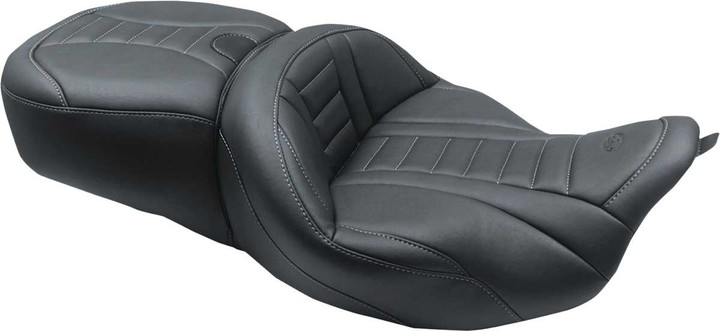 MUSTANG One-Piece Deluxe Touring Seat - Black w/ Gun Metal Stitching - FL '08-'25 79006GM