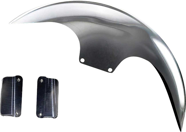 PAUL YAFFE BAGGER NATION Cafe Front Fender - OEM 19" Wheel - With Satin Finish Fork Adapters - HD PYO:CAFE-OEM-M8ST-S