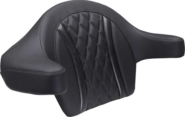 MUSTANG Deluxe Extended Arm Wrap-around Backrest - Diamond - Gunmetal Stitch - FLT/FLH '23-'25 88430GM