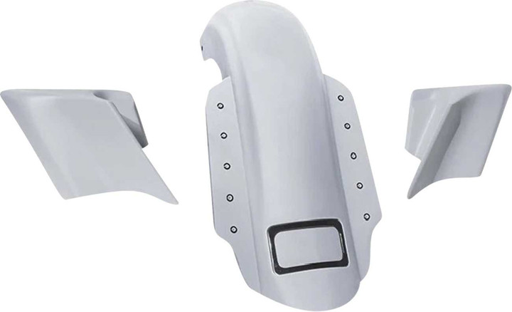 PAUL YAFFE BAGGER NATION Swoop Rear Fender - With Side Covers - Black Plate Frame - Lightning Bolts - HD Touring PYO:KIT-3PC-DO-STR-B