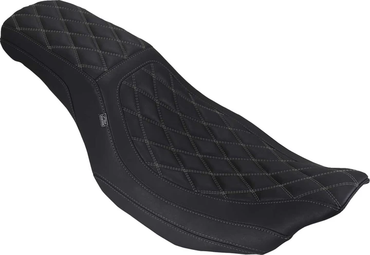 MUSTANG Low Squareback Seat - Double Diamond - Gun Metal Gray Stitch - FLH/FLT '23-'26 88514GM