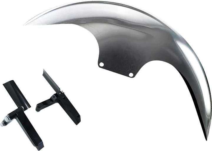 PAUL YAFFE BAGGER NATION Cafe Front Fender - 21" Wheel - With Inverted Fork Adapters - Debris Guards - HD Softail PYO:CAFE-21-18SG-B