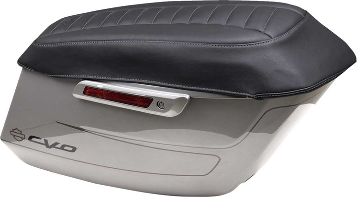 MUSTANG Deluxe Saddlebag Lid Covers - Black w/ Gunmetal Stitch - Touring 88404GM