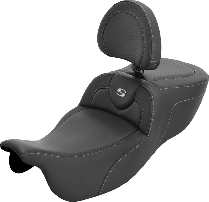 SADDLEMEN Roadsofa Extended Reach Seat - with Backrest - Carbon Fiber - FLRT/FLTRT '15-'25 815-07-186BR