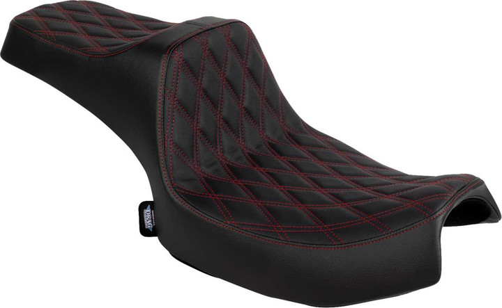 DRAG SPECIALTIES SEATS Predator III 2-Up Seat - Vinyl - Double Diamond - Red Stitch - Chieftain '25/Challenger '20-'25