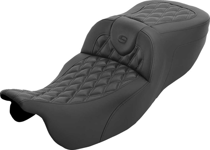 SADDLEMEN Roadsofa Extended Reach Seat - without Backrest - Carbon Fiber Lattice Stitch - FLRT/FLTRT '15-'25 815-07-20700