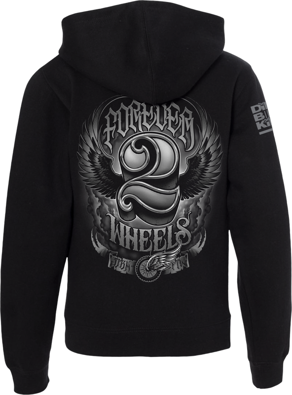 Dbk Two Wheels Youth Hoodie Black Yl YH-TWOWHEELS-L