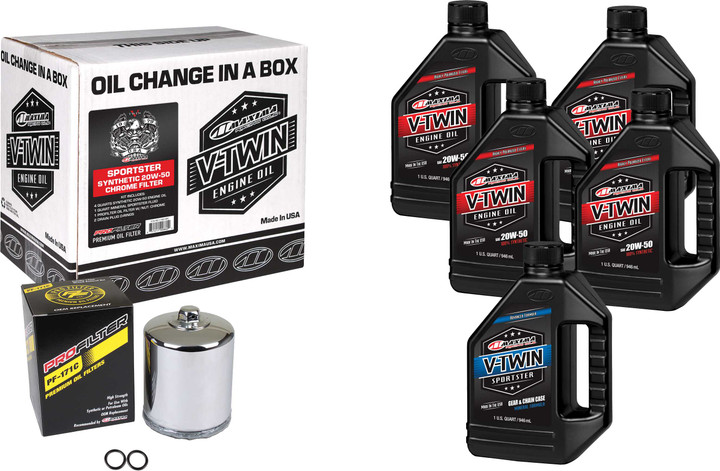Maxima V-Twin Syn Oil Change Kit Xl Chrome Filter 90-119015PC