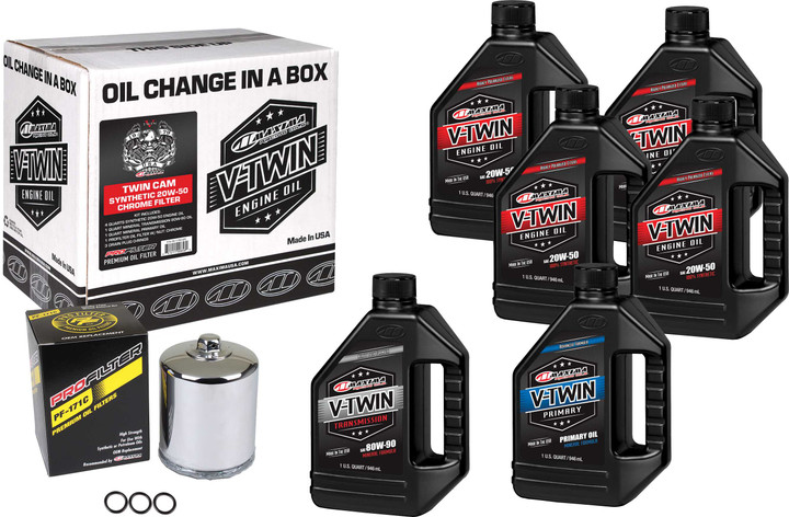 Maxima V-Twin Syn Oil Change Kit Tc Chrome Filter 90-119016PC