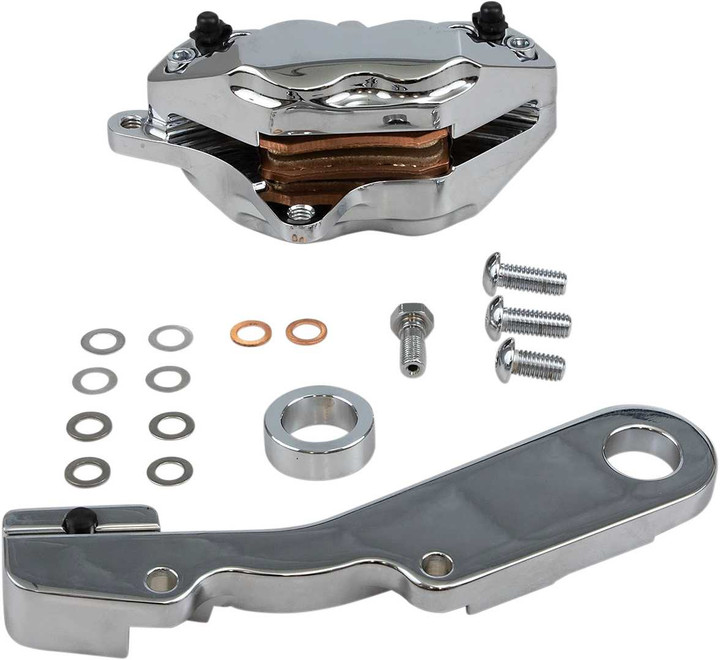 Hawg Halters Inc 4 Pist Rear Caliper Kit Chrome 25Mm Flt 08-Up RKHTCC548
