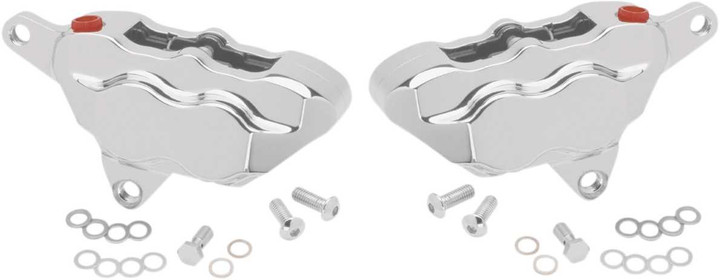 Hawg Halters Inc 4 Pist Front Dual Caliper Kit Chrome 84-99 W/ 11.5" Rotor FKDDCC550
