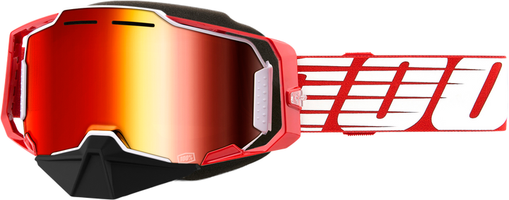 100% Armega Snowmobile Goggle Red W/ Red Mirror Lens 50008-10010