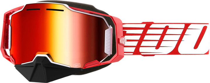 100% Armega Snowmobile Goggle Red W/ Red Mirror Lens 50008-10010