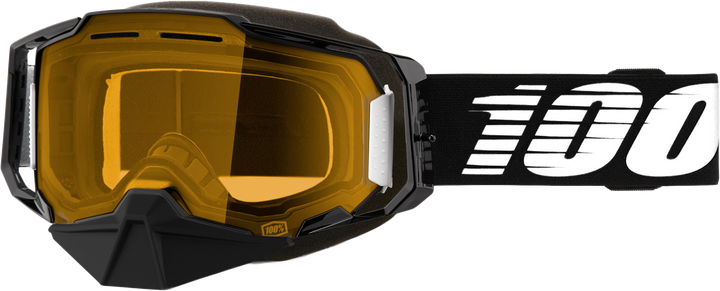 100% Armega Snowmobile Goggle Black W/ Ylw Lens 50007-10007