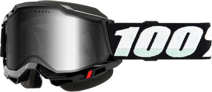 100% Accuri 2 Snowmobile Goggle Black W/ Silver Mirror Lens 50022-10008