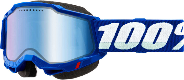 100% Accuri 2 Snowmobile Goggle Blue W/ Blue Mirror Lens 50022-10009