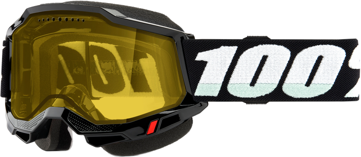 100% Accuri 2 Snowmobile Goggle Black W/ Yellow Lens 50021-10008
