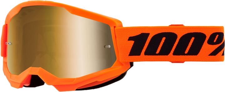 100% Strata 2 Junior Goggle Neon Orange Mirror Gold Lens 50032-00009