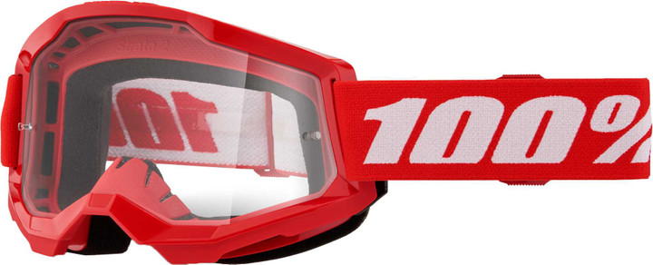 100% Strata 2 Junior Goggle Red Clear Lens 50031-00012