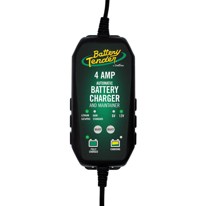 Battery Tender Selectable 4 Amp 6/12V Charger 022-0209-BT-WH
