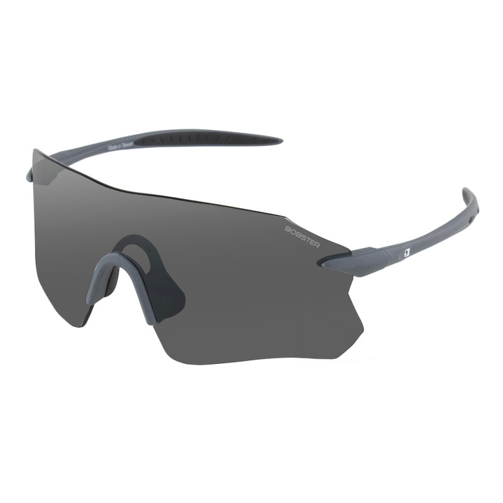 Bobster Aero Cycling Sunglass Matte Gray Smoke Silver Mirror AERO : BAER01