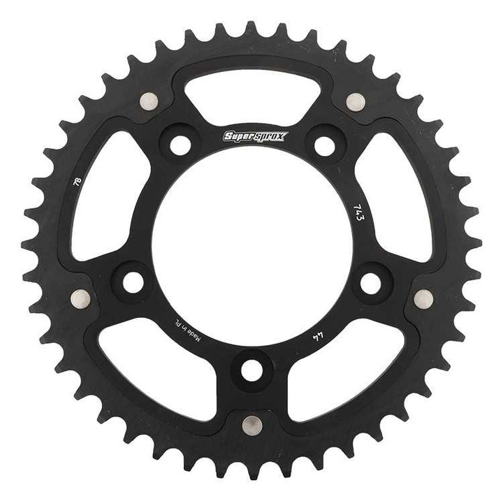 Supersprox Rear Stealth Sprocket Alu/Stl 44T-520 Blk Duc RST-743-44-BLK