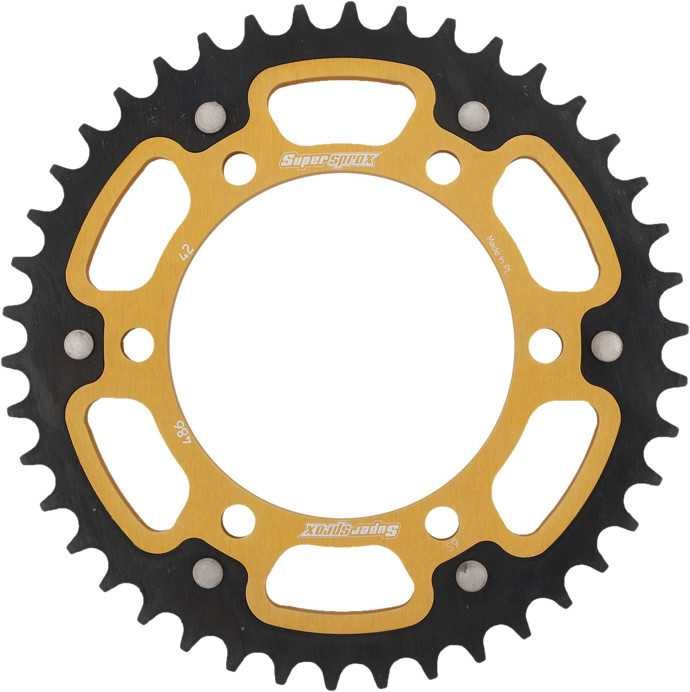 Supersprox Rear Stealth Sprocket Alu/Stl 42T-520 Gld Hon/Kaw RST-486-42-GLD
