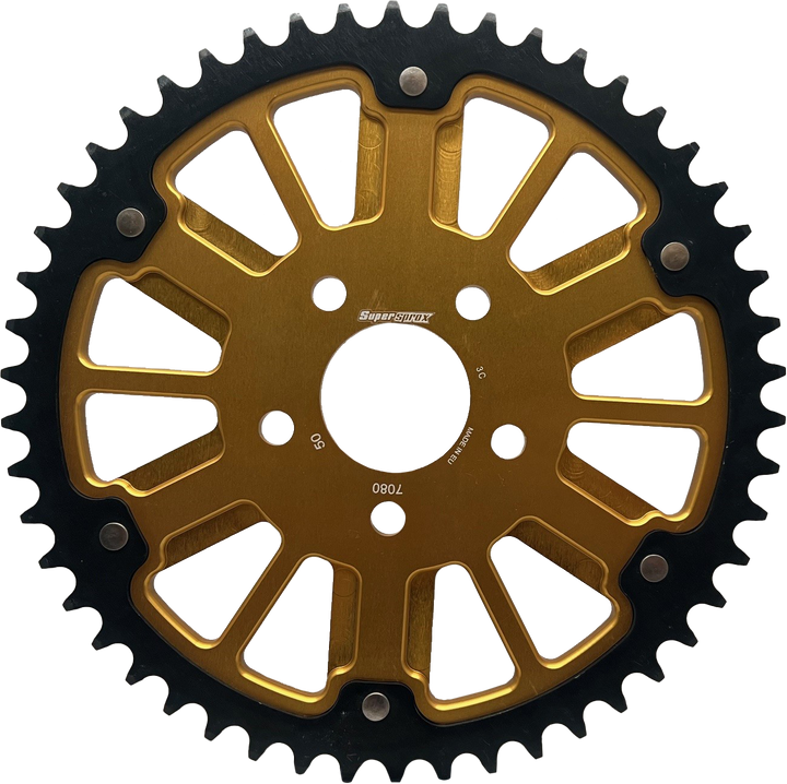 Supersprox Stealth 49T Rear Sprocket Gld Alum Car Blk Steel Teeth RST-7080:49-GLD