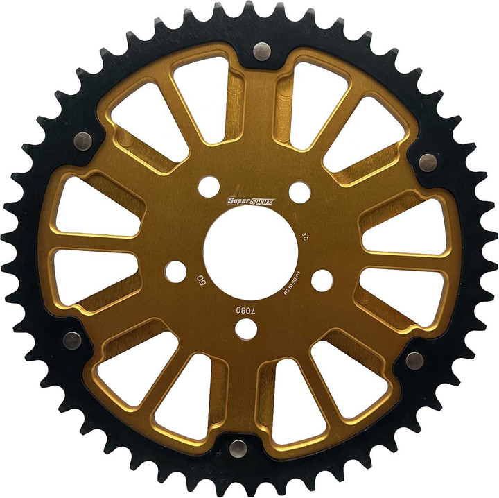 Supersprox Stealth 51T Rear Sprocket Gld Alum Car Blk Steel Teeth RST-7080:51-GLD