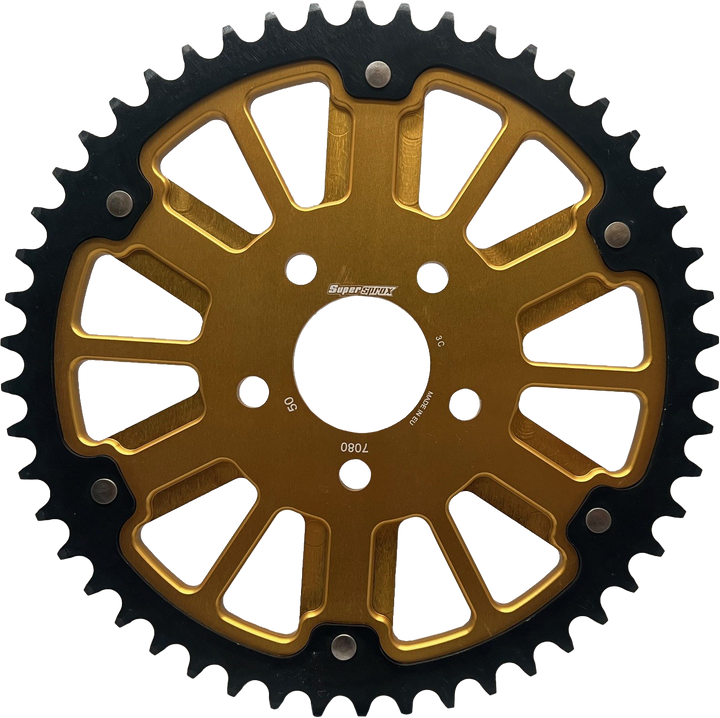 Supersprox Stealth 53T Rear Sprocket Gld Alum Car Blk Steel Teeth RST-7080:53-GLD