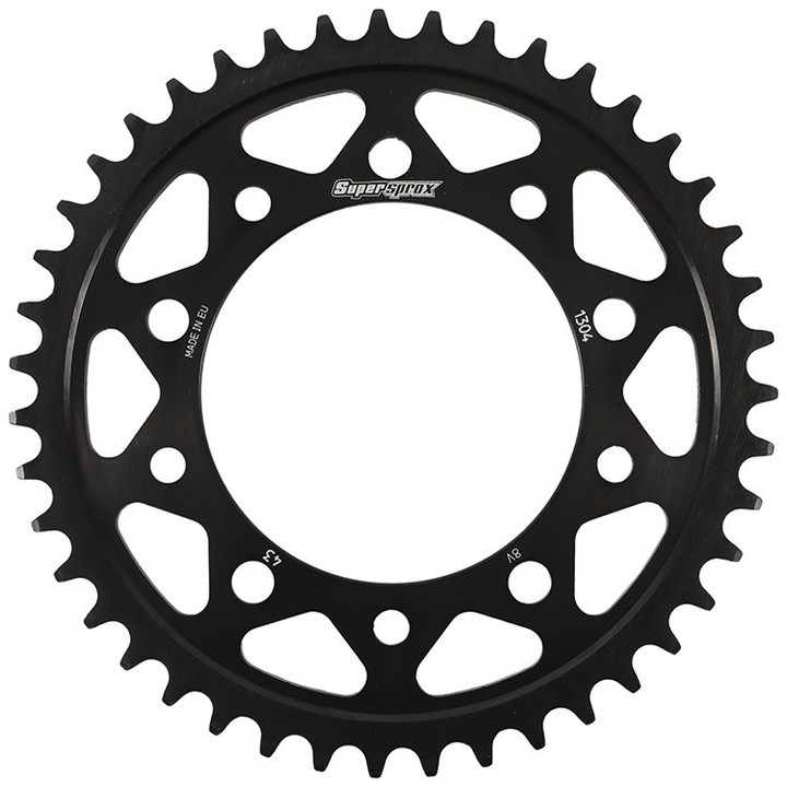 Supersprox Rear Edge Sprocket Steel 43T-525 Blk Hon/Yam RFA-1304-43-BLK