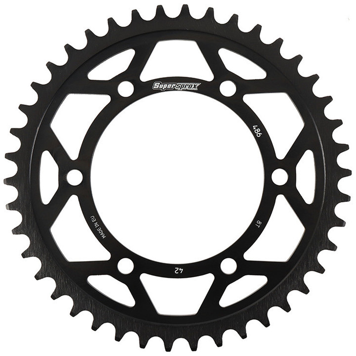 Supersprox Rear Edge Sprocket Steel 42T-520 Blk Hon/Kaw/Suz/Yam RFA-486-42-BLK