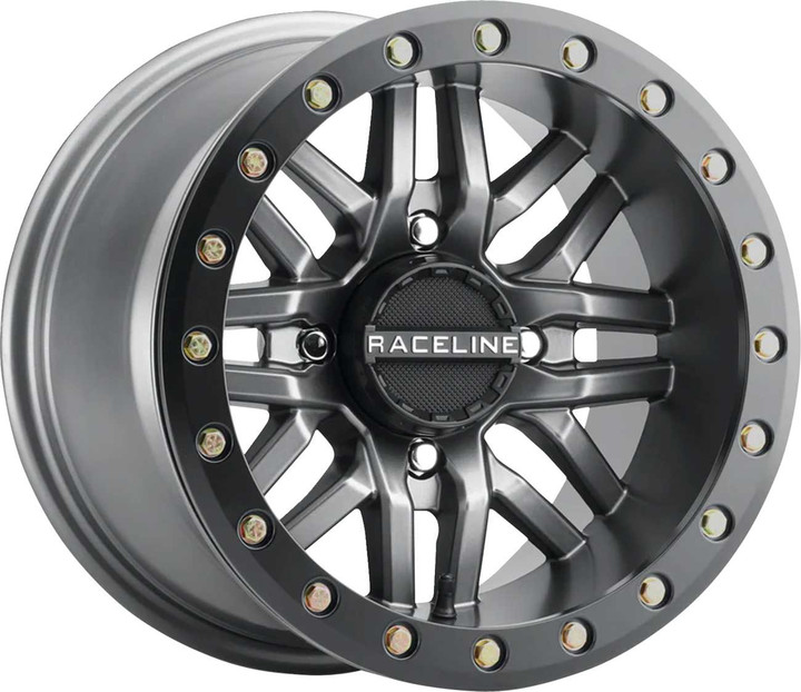 Raceline Wheels Wheel - Ryno - Beadlock - Front/Rear - Gun Metal Gray/with Black Ring - 14x7 - 4/137 - 5+2 A91G-47037-52