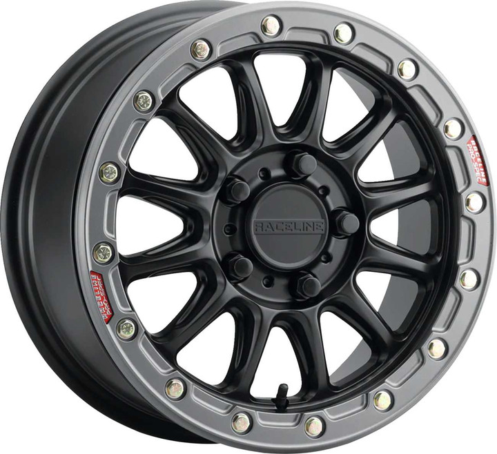 Raceline Wheels Wheel - Alpha - Front/Rear - Black/with Gun Metal Ring - 17x7 - 5/4.5 - 6+1 (+40 mm) A14BG-77012+40