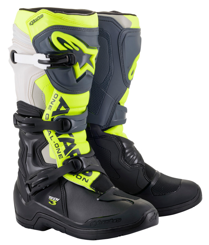 Alpinestars Tech 3 Boots Blk/Cool Grey/Ylw/Fluo Sz 16 2013018-1055-16