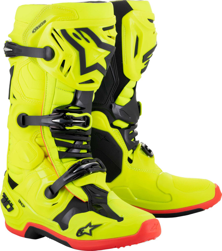 Alpinestars Tech 10 Boots Ylw Fluo/Blk/Red Fluo Sz 14 2010020-533-14
