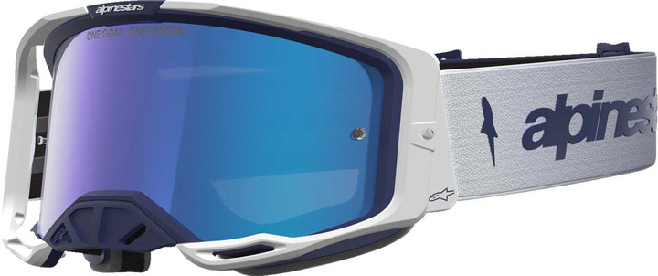 ALPINESTARS GOGGLES Vision 8 Goggle - Amber - Navy/White - Blue Mirror Lens 5101427-7357