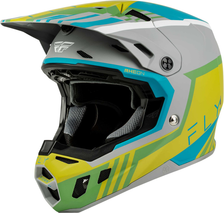 FLY RACING Formula Cc Strike Helmet Matte Grey/Green/Teal Lg 73-4365L
